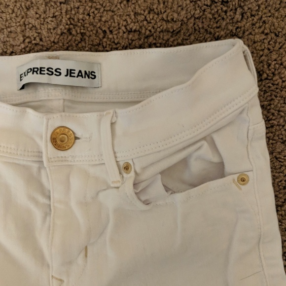 Express | Cropped Legging Mid-Rise White Jeans - Picture 2 of 6